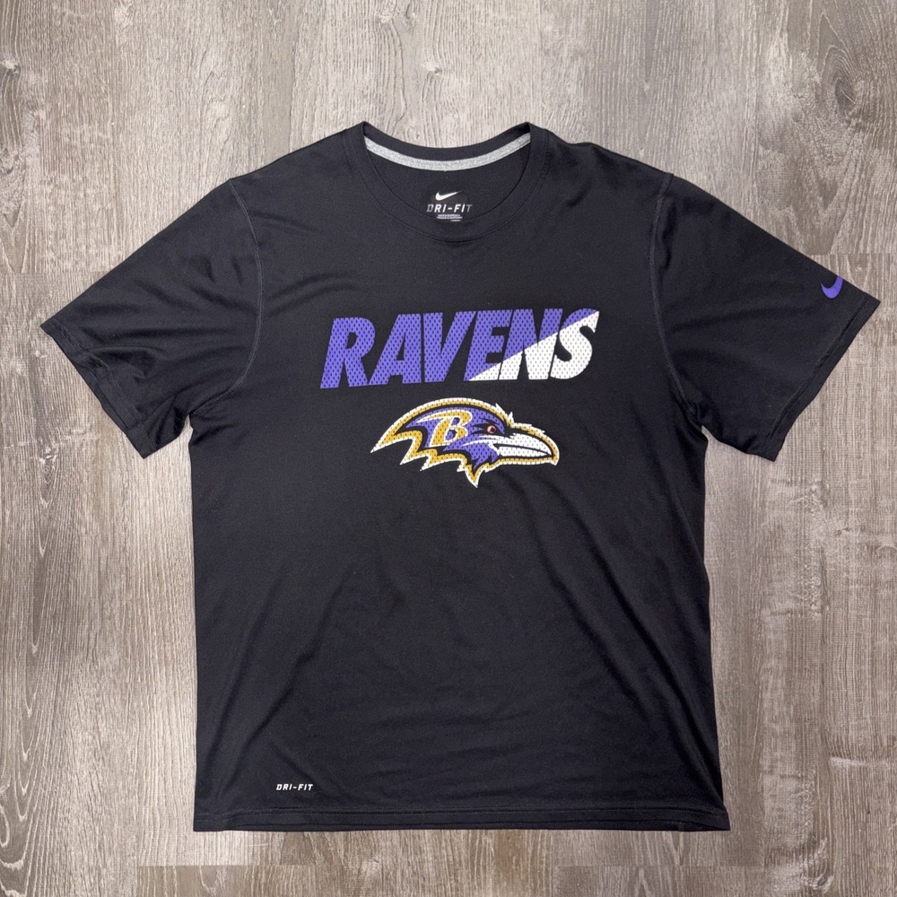 Baltimore Ravens Nike Dri Fit T Shirt Mens Large Black NFL Equipment Training